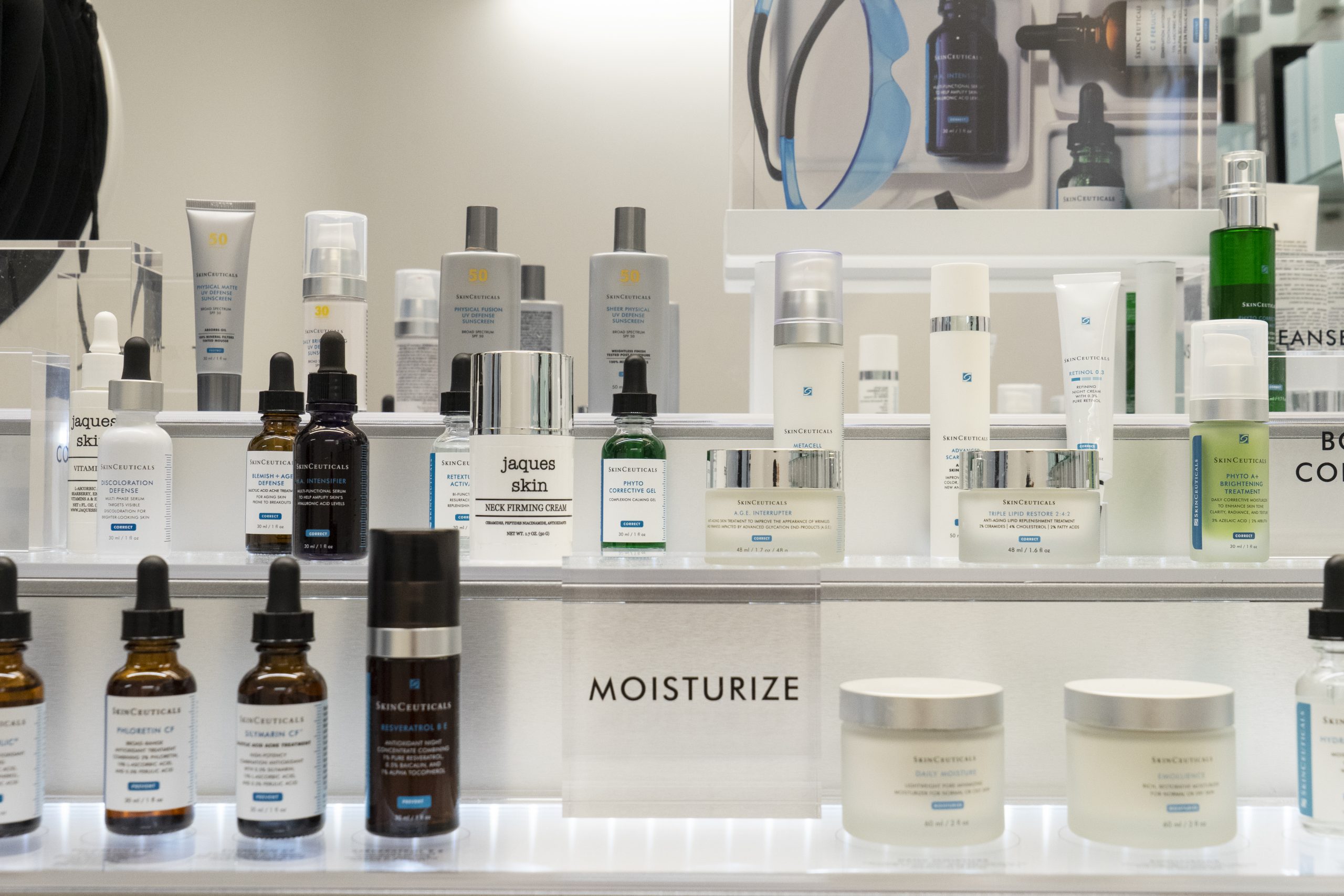  Shelf of medical-grade skincare products
